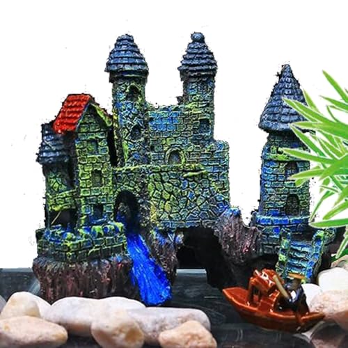 Fish Tank Decorations, Castle Aquarium Decorations, Fish Tank Castle, Vintage Castle Cave Hideouts Large for Aquarium Decorations, Fish Tank Accessories for Betta Fish