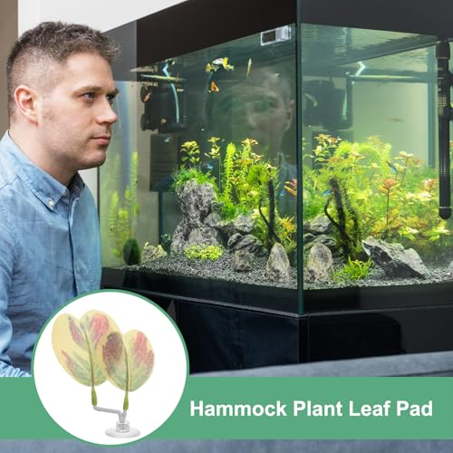 M METERXITY 1-Pack Betta Fish Leaf Pad, Hammock Plant Leaf Pad, Realistic Resting Fish Rest Bed for Fish Tank Decorations/Aquarium Accessories/Breeding [Pink Gradient, Heart-Shaped] - color: Pink Gradient