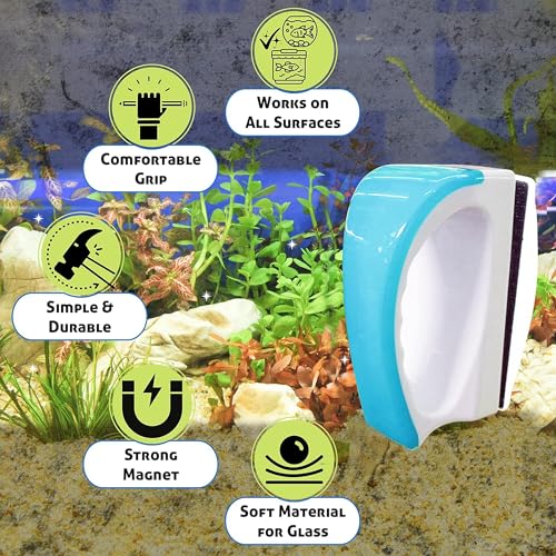 Magnetic Scrubber for Aquarium Fish Tank, Scratch-Free Glass Scraper, Keep Hands Dry, Non-Slip, Self-Floating Strong Cleaning Magnet, Aquarium Cleaner for Acrylic Tanks