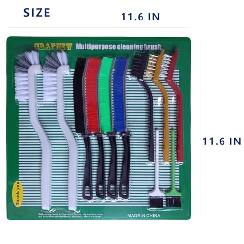 11Pcs Crevice Cleaning Brush Set, Hard Bristle Gap Cleaner Brushes,Ideal for deep Cleaning Gaps, Kitchens, Sinks, bathrooms, Tight Spaces, Corners, Bottles, Cups, teapots