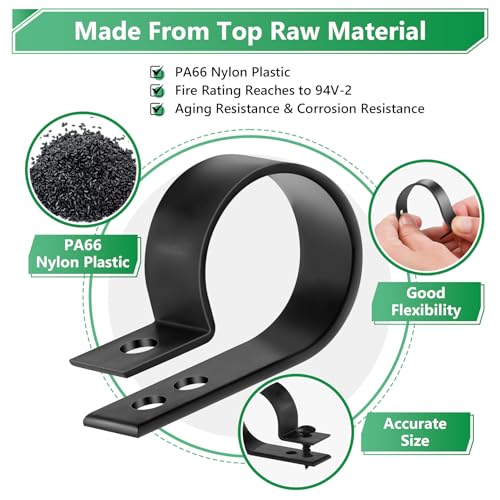 Cable Clips for Cable Management Cord Organizer, 6 Sizes 290 PCS Nylon R-Type, 3/16'' 1/4'' 3/8'' 1/2'' 3/4'' 1'' Black Plastic Screw Mounting Cord Fastener Clamp Assortment Kit with M4 Screws - color: 290PCS Black