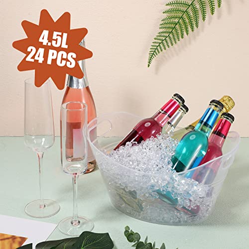 Norme 24 Pcs Oval Storage Tub with Handles, 4.5l Plastic Ice Buckets Bulk for Wine Beer Champagne Drink Cooler Beverage Storage Tub for Parties BBQ Weddings Party Outdoor Celebration(Clear) - color: Clear