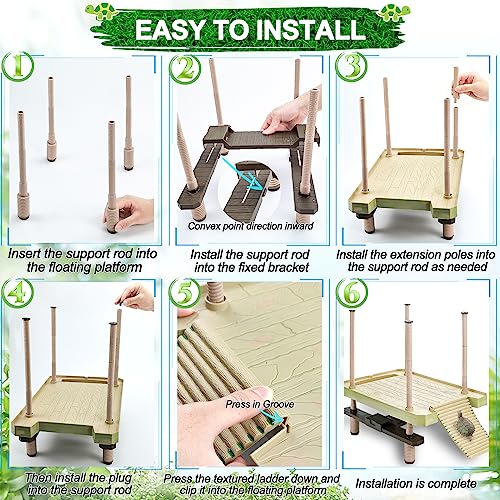 Large Turtle Floating Basking Platform with Feeding Area, Turtle Floating Docks Reptile Climbing Pier and Basking Platform for Tortoise, Frogs, Crabs and Salamanders - size: Large - 30 gallon or larger fish tank
