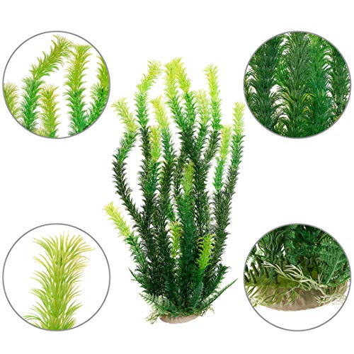 17" Plastic Water Plant for Aquarium Fish Tank Ornament, Rhodo Green - color: Green