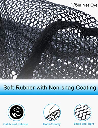 Fly Fishing Net Trout Net Kayak Fishing Net Freshwater Trout Fishing Landing Net Rubber Mesh for Catch and Release