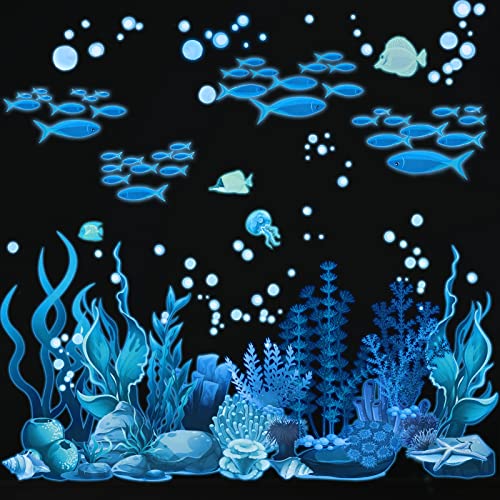 Zonon Under The Sea Wall Decals Coral Reef and Seaweed, Ocean Wall Decals Stickers, Undersea Decor Stickers, Underwater Sea Stickers for Nursery Living Room Office(Elegant Style) - style: Elegant Style