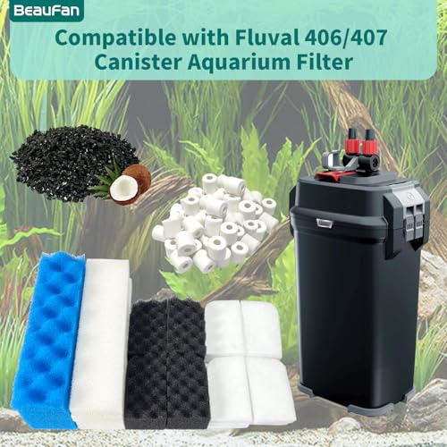 38 Pack Filter Media Kit for Fluval 406/407 Canister Filters, Replacement Bio Foam, Activated Carbon & Ceramic Rings (2 Sets Maintenance Bundle) - size: 406/407Series