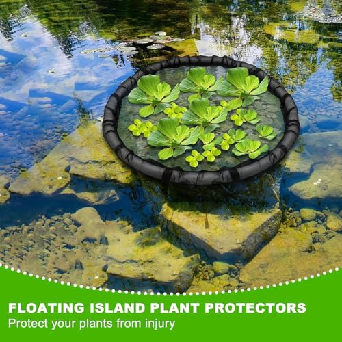 Floating Flora Fish Barrier,Floating Island Planter for Ponds,Plant Protector Fine Mesh Floating Pond Corral with Lifting Ring,Black Round Floating Plant Ring,Water Features Pond Decorations(17.7") - color: 45cm/17.7"