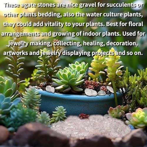 0.45 LB Polished Agate Stones Natural Decorative Rocks for Outdoor Decoration Home Decoration Fish Tank Vase Filler DIY Handmade Bamboo Succulents Cactus (Pink Crystal) - color: Pink Crystal