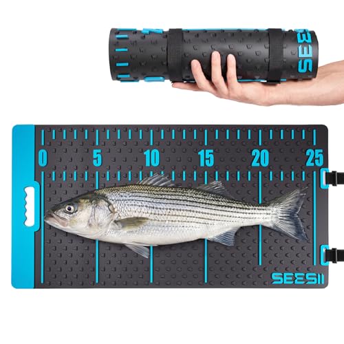 Seesii Fish Fillet Mat with 25" Integrated Ruler, Portable Anti-slip Cutting Board, Easy to Clean for Outdoor Fishing, Filleting