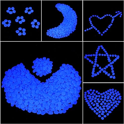 Sasylvia 3000 Pcs Glow in The Dark Rocks 1 Inch Glow Rocks 12.6 LB Garden Glow in The Dark Stone Outdoor Glow in The Dark Pebbles for Landscaping Walkway Pathway Backyard Fish Tank Plant (Dark Blue) - color: Dark Blue