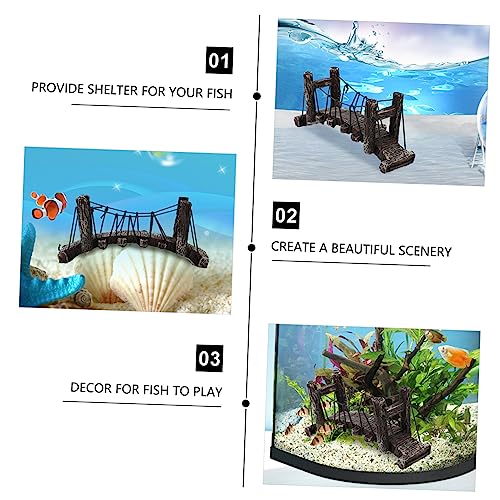 FRCOLOR Fish Tank Landscaping Bridge Water Tank Fish Hideaway Turtle Climbing Platform Miniature Glass Ornaments Reptile Decor Tank Decor Landscape Decoration Resin Aquarium Fish Skin