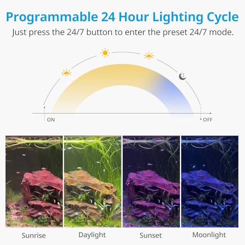 NICREW C10 24/7 LED Aquarium Light for Plants, 24-30 Inches, Full Spectrum Fish Tank Light with Timer, Brightness Adjustable - size: 24 - 30 in