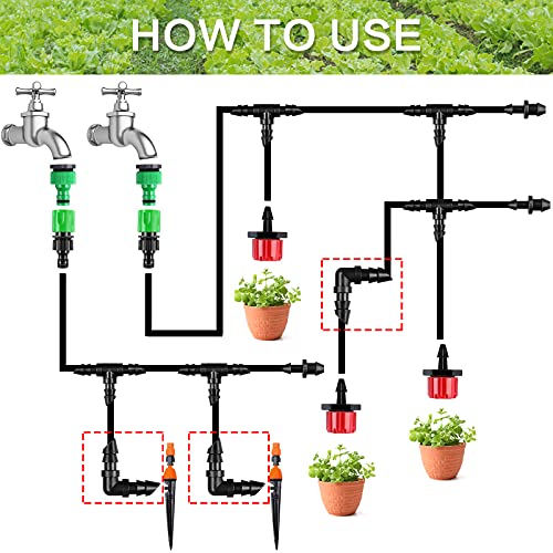 70 Pack Drip Irrigation Barbed Elbow Fittings,Barbed Connector Fits Universal 1/4" Drip Tubing, 90 Degree Drip Line Corner for Drip or Sprinkler System - size: 70P-Elbow Fittings