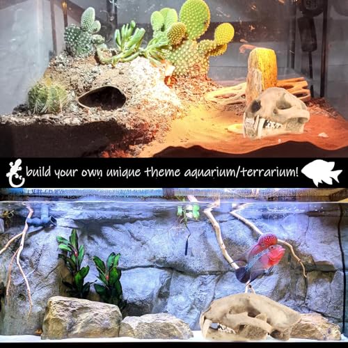 Aquarium Décor Cave Decorations Fish Hideout Betta Tarantula Reptile Snake for Terrarium Ornament Dinosaur Animal Skull Large Bones Halloween - color: Leopard