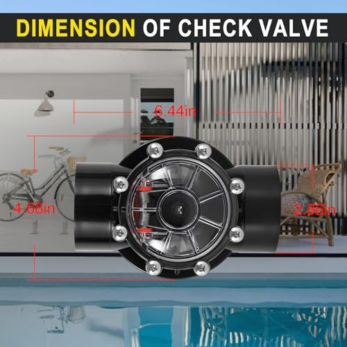 7305 Check Valve Replacement, 2 Inch or 2.5 Inch PVC One-Way Valve for Pool and Spa Plumbing Systems, Clear Cover Backflow Preventer for Inground & Above Ground Use
