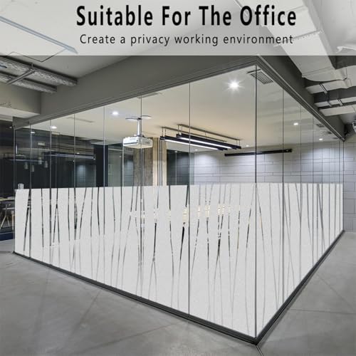 Finnez Window Privacy Film Decorative Frosted Window Cling Privacy Film for Glass, Non-Adhesive Heat Anti-UV for Home Office Living Room, Irregular Stripe Patterns, 23.6 x 157.4 Inches - color: Vertical Stripes, size: 23.6 x 157.4 inches