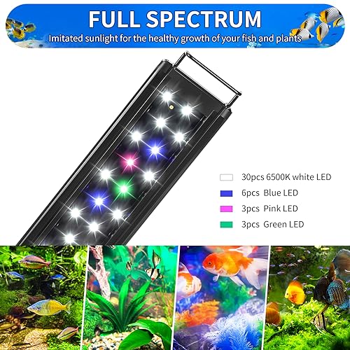 AQUANEAT LED Aquarium Light Full Spectrum for 18 Inch to 24 Inch Fish Tank Light Fresh Water - size: 18"-24"