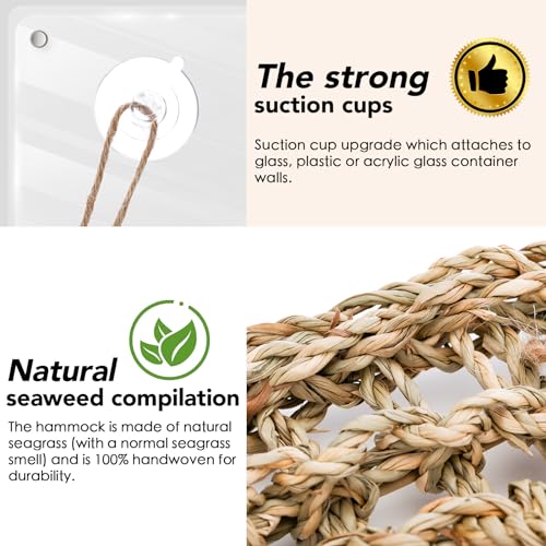 CHALEEMANG Hermit Crab Toys - Seagrass Hammocks and Ladder Bridges Set With Small Brush - Aquarium Accessories and Decorations for Tanks