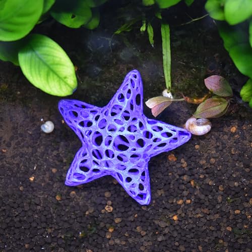 Decorative Starfish Aquarium Hideout, Lattice Design Shrimp Shelter, Fish Tank Ornament (Purple) - color: Purple