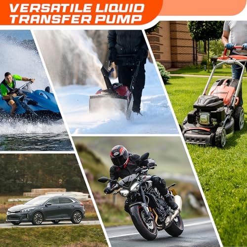 Electric Fuel Transfer Pump Siphon Pump for Gas, Fuel, Diesel, Water Transfer 2.4 GPM Flow Oil Extractor -Easy to Use Hand Fuel Pump, Multi-Use Siphon Fuel Transfer Pump（Deep Orange） - size: 1 Pack of Deep Orange