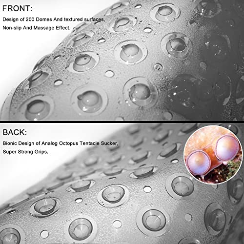TEESHLY Bathtub Mats for Shower Tub, Extra Long Non-Slip 39 x 16 Inch Bath Mat with Drain Holes and Suction Cups, BathMat for Bathroom with Machine Washable (Clear Grey) - color: Clear Grey