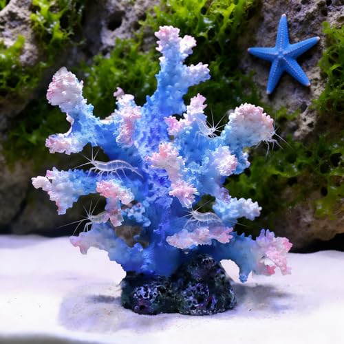 Generic Artificial Coral Reef Aquarium Ornament, Polyresin & Plastic Fish Tank Decoration for Marine Landscape, Beach Coastal Coral Statue Sculpture for Home Bathroom Desktop Shelf, Marine Themed Gift