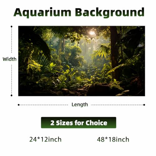 Aquarium Background, Ocean Fish Tank Background, Terrarium Background Cloth, Vinyl Cloth 24 x 12 inches - color: Forest, size: 24X12in