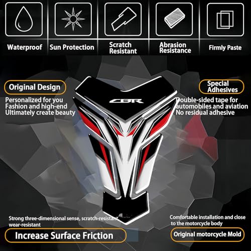 Tank Pad Sticker For CBR190 250 400 500 600R/RR Thermal Insulation, Damage Prevention, Coating Protection,The Fuel Tank Pad, CBR190 250 400 500 600R/RR Accessories (Black C) - color: Black C