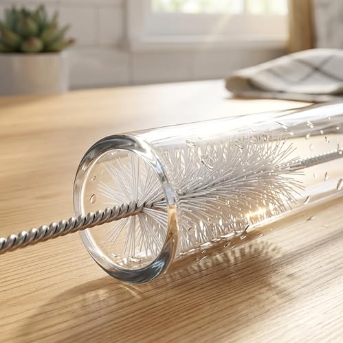 Long Straw Brush Cleaner (10 Pack), Flexible Nylon Tube Cleaning Brushes with 0.4" Bristles, Rust-Proof Stainless Steel Wire Washer for Reusable Tumblers, Sports Bottles & Pipes (10 Inch) - color: White