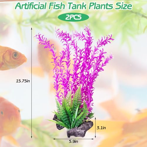 Hamiledyi Aquarium Plastic Plants Aquarium Decor Artificial Fish Tank Plants Lifelike Tall Fish Tank Decorations Aquarium Plant Suitable for Saltwater and Freshwater 15.7in 2pcs - color: E*2 Pcs, size: 15.7 in