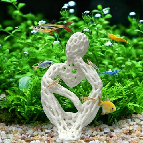 LIYAOLI Shrimp Hide Cave for Aquarium Sculpture Decor- Modern Shrimp Hiding Spots for Tank,3D Printed White Fish Tank Accessories Decorations, Safe Shelter for Shrimps/Betta/Turtles (White) - color: White