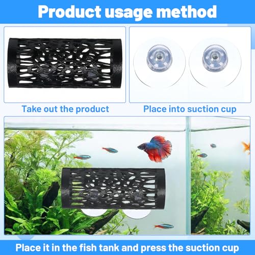 2Pcs Betta Hammock and Fish Toys, Fish Tank Accessories with Floating Betta Hide and Tunnel for Aquarium (Black)