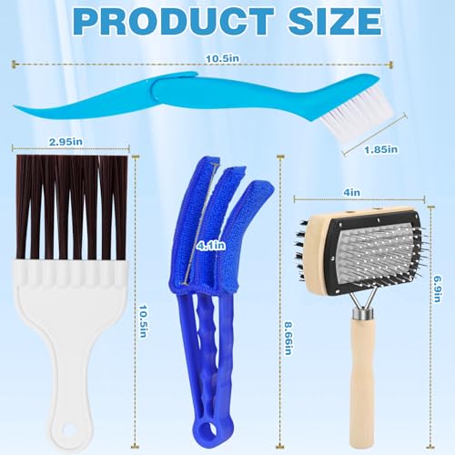 4Pcs Air Conditioner Ac Cleaning Kit, Useful Double-Sided Coil Cleaning Brush, Plastic Coil Brush Blinds Brush 2 in 1 Groove Cleaning Brush, Good Cleaning Effect for Air Conditioners, Refrigerators - color: 4pcs