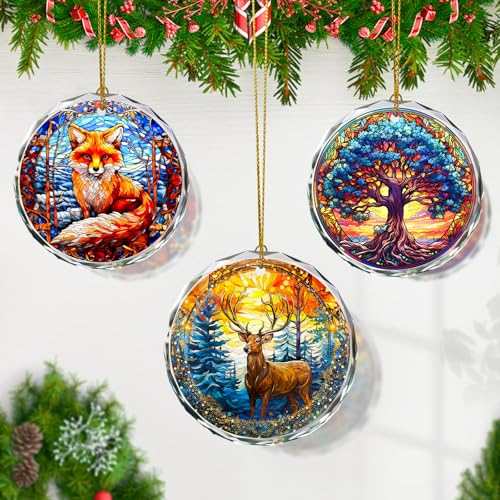 Stained Glass Deer Ornament - Christmas Tree Decor, Gift Exchange Present - color: Deer
