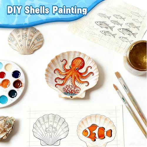 VMEECARL 20Pcs 4''-5'' Large Scallop Shells for Crafts,Natural White Sea Shells for Hand Painting, DIY Home Decor, Family Crafting Projects,Decoupage & Gift Ideas
