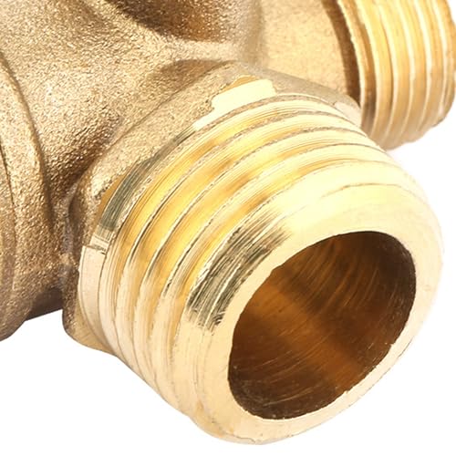 Air Compressor Check Valve, 3-Way Brass Male Threaded Air Compressor Check Valve Tube Central Pneumatic Tool G1/2" x G3/8" x G1/8"