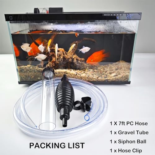 7ft Aquarium Gravel Vacuum Cleaner - Hand Pump Siphon Water Changer for Fish Tank Cleaning Gravel & Sand - size: 7ft