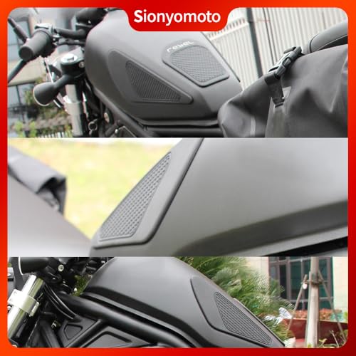 Fuel Gas Tank Pad Protector Stickers Decal Set Compatible with Rebel CMX250/CMX300/CMX500/CMX1100 2019 2020 2021 2022 2023- Anti-Slip Protective Kit, Black | 3-Piece