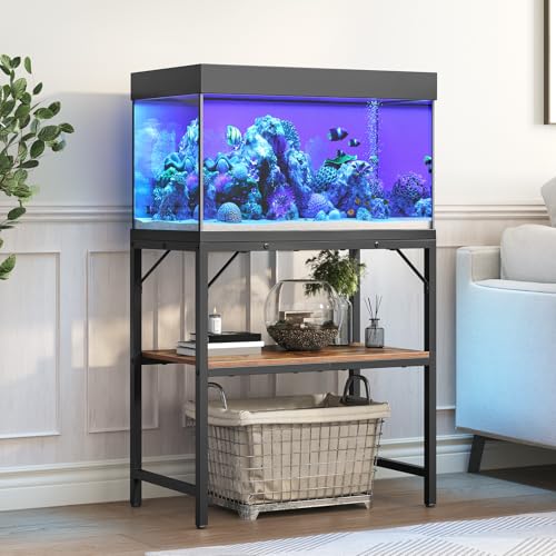 MAHANCRIS 20 Gallon Fish Tank Stand, Aquarium Stand with 2-Tier Storage Shelves, Heavy Duty Breeder Turtle Terrarium Stand Rack for Home Office, 24.0" L x 11.8" W x 24.4" H, Rustic Brown FTHR2001 - color: Rustic Brown, size: 20 Gallon