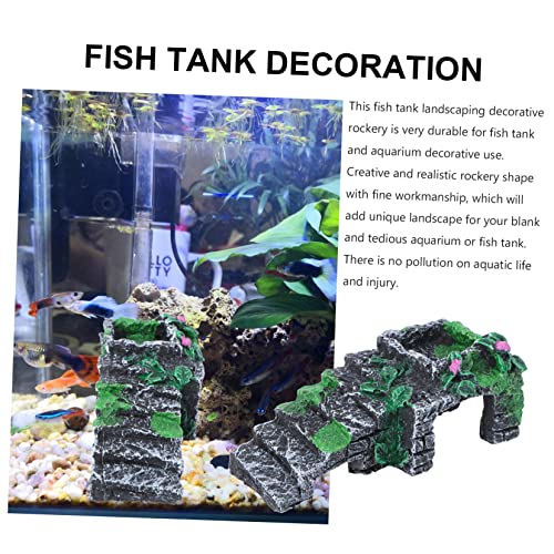 Yardwe Aquarium Landscaping Bridge Resin Turtle Hideout Fish Cave Ornament for Basking and Climbing Durable Design for Fish Tanks and Reptiles S