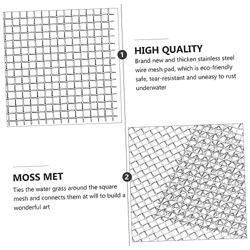 Happyyami 8pcs Aquarium Tank Divider Stainless Steel Wire Mesh Pad Fish Tank Moss Plant Holder Net for Fixed Grass Supplies
