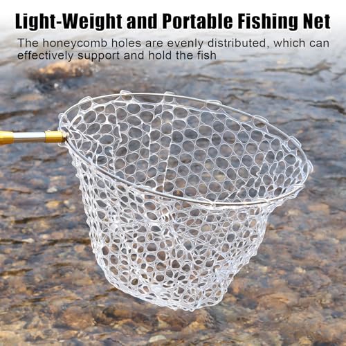 Fishing Landing Net Trout Net Replacement Netting with Rubber Mesh for Fish Fly and Fishing Landing - color: White Rubber Fishing Net, size: Dia 25cm*Dep 18cm(Cir 85cm)