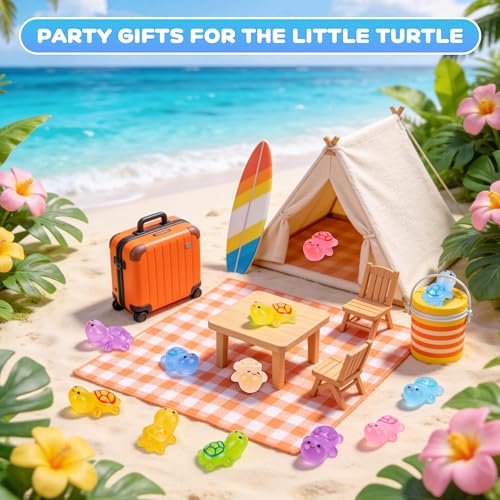 220 PCS Luminous Mini Resin Turtles, Glow in the Dark Tiny Figures, Resin Animals Variety Pack for Classroom, Fairy Garden, Aquarium Decor, Dollhouse & DIY Craft Decor