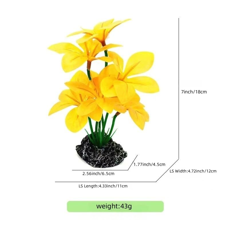 JGbaby Artificial Aquarium Plants,Fish Tank Decorations Betta Leaf Hammock 7in Realistic Silk & Plastic Plants, Hideout Decor for Betta. Goldfish,Reptiles,Small Tanks (Yellow Type-A) - color: Yellowtype-a, size: 7 inches