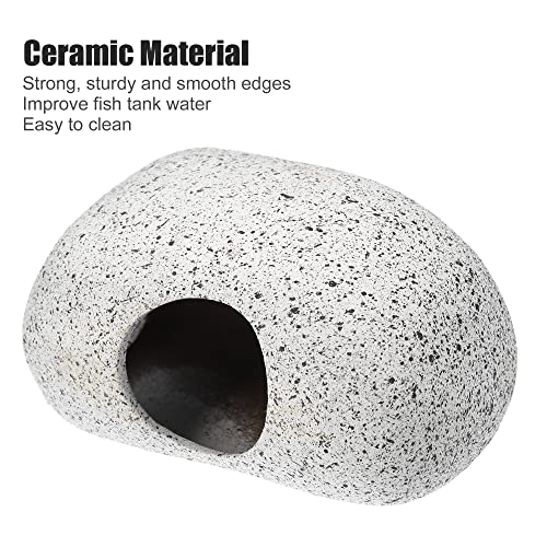 Aquarium Decorations Hideaway Rock Cave, Ceramic Fish Tank Decoration Stone for Aquatic Pets to Breed Rest, Gray 3.66x2.60x2.05 Inches