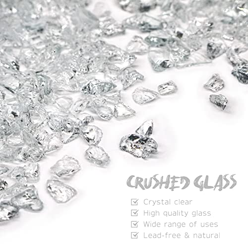 Crushed Glass for Resin Art, Broken Glass Pieces for Crafts Vase Filler Home Decorations,Crushed Glass for Crafts,3-6mm,1.5 Pound (Crystal/Transparent) - color: Crystal/Transparent