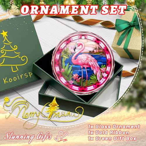 Flamingo Stained Glass Ornament - Christmas Tree Decoration, Flamingo Ornaments for Christmas - color: Flamingo
