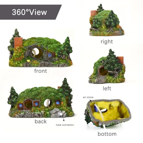 fazhongfa Aquarium Decorations Castle Fish Tank Décor Thematic Ornaments (Hobbit-Small) - size: Hobbit-Small