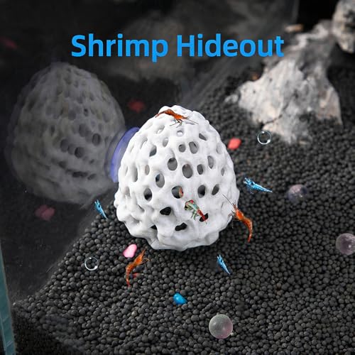 Shrimp Hides for Aquarium, Shrimp Hideout with Suction Cup, Betta Fish Tank Accessories, Aquarium Decor for Small Fish Guppy Hiding Resting (White) - color: White